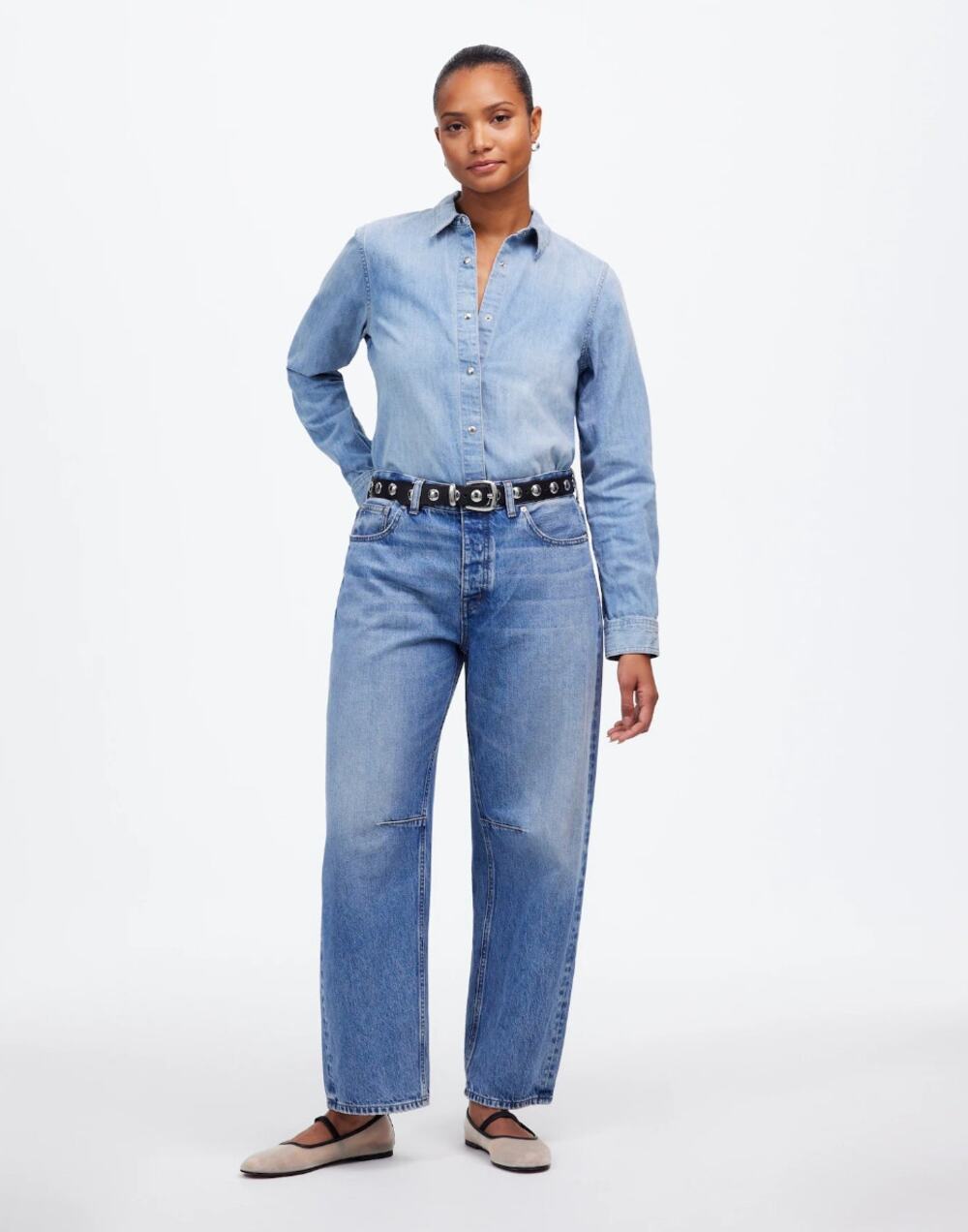 MADEWELL The Curvy Darted Barrel-Leg Jean Dobbins Wash Rigid Sz 26 $148 {C22}